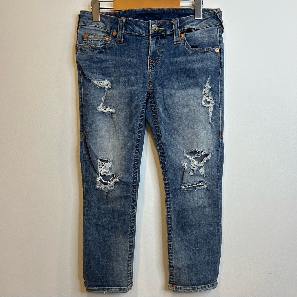 Y2K Vintage True Religion Distressed Low Rise Capri Jeans